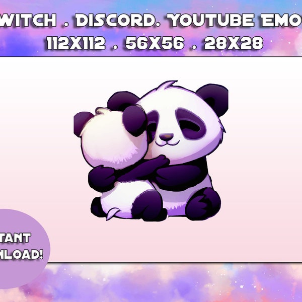 Squish Hugging Cuddling Panda Emote for Twitch | Kawaii Cute Squeeze Snuggle Cuddle | Youtube Discord Gaming Streaming Emoji Emotes