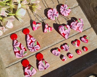 Red Translucent Cherry Blossom Polymer Clay Earrings // Polymer Clay Earrings // Floral Earrings // Spring Earrings