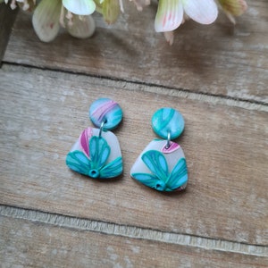 Peacock Bouquet Polymer Clay Earrings // Polymer Clay Earrings // Flower Earrings // Polymer Earrings // Floral Earrings Mini Dangle Drop