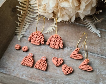 Spiced Orange Mini Knit Polymer Clay Earrings // Polymer Clay Earrings // Knitted Earrings // Fall Polymer Clay Earrings // Autumn Earrings