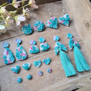 Peacock Bouquet Polymer Clay Earrings // Polymer Clay Earrings // Flower Earrings // Polymer Earrings // Floral Earrings image 2