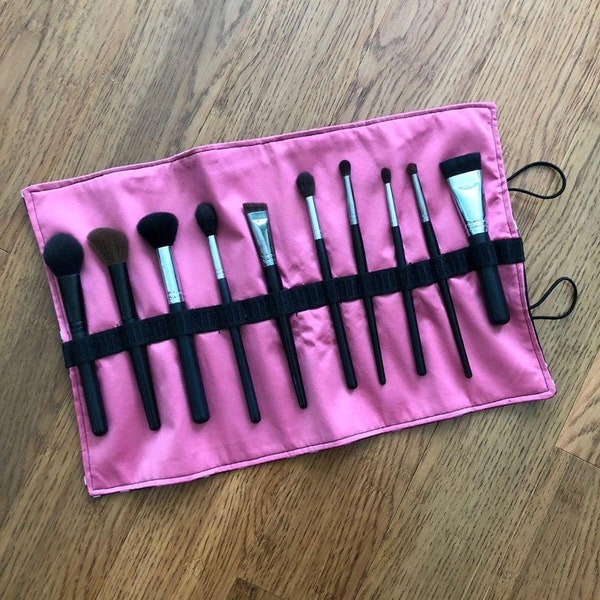 Makeup Brush Holder | Makeup Brush Roll Up | Washable + Double Lined