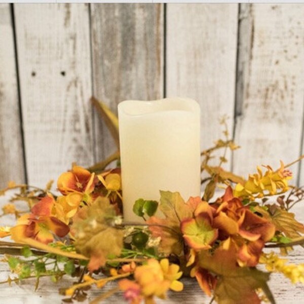 Fall Hydrangea 4.5 inch Candle Ring  NEW