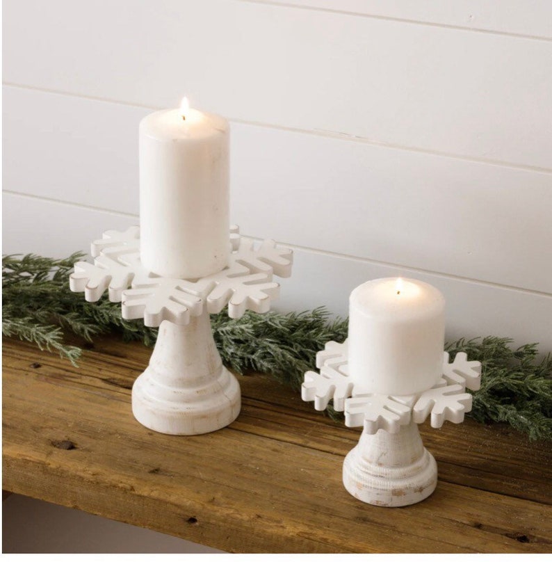 White Distressed Snowflake Risers NEW - Etsy
