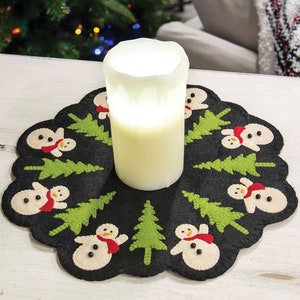 Snowman And Christmas Tree Felt Mat New