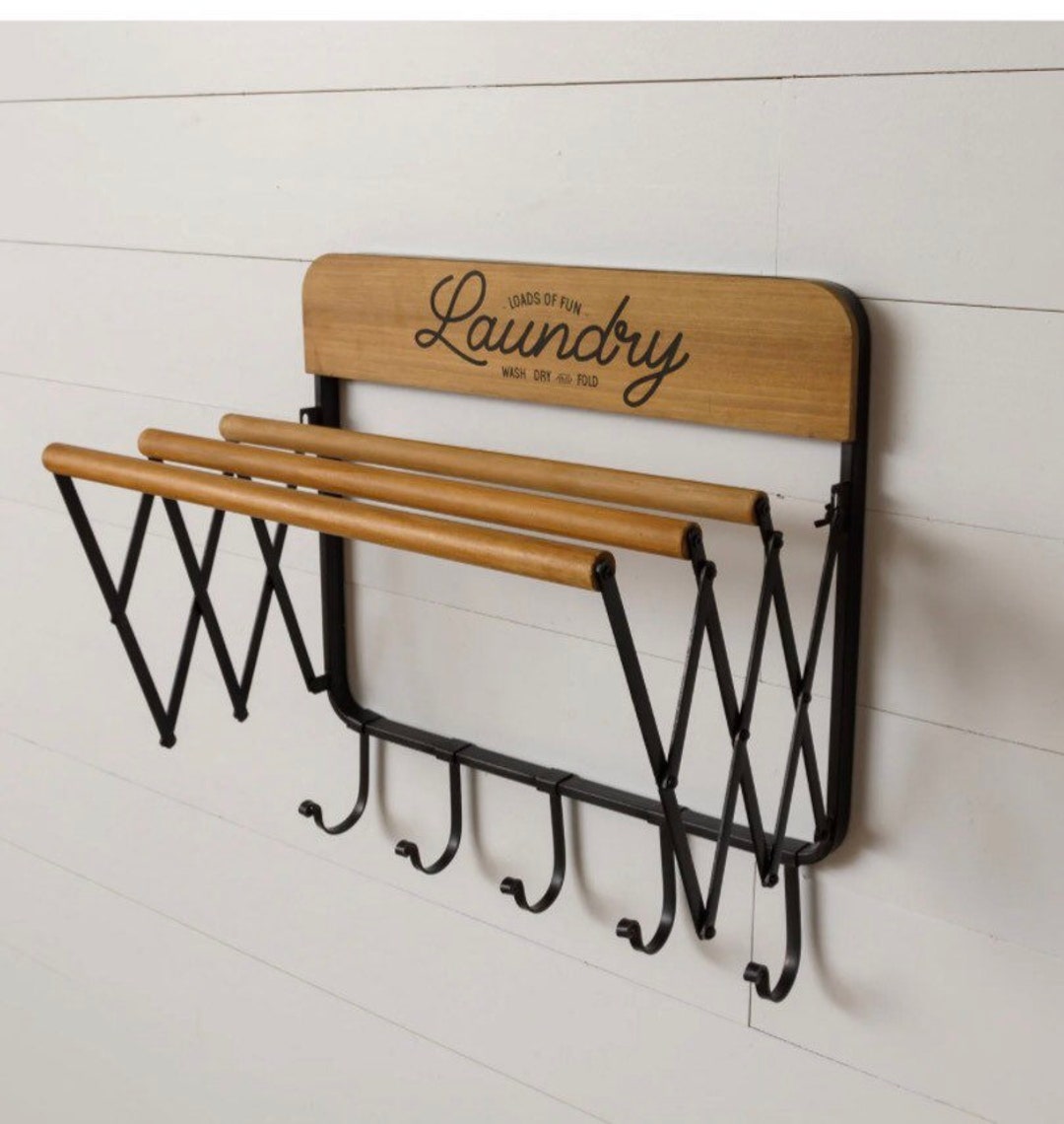 Laundry Shelf With Hooks New Etsy