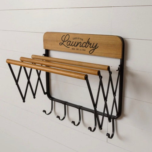 Laundry Shelf With Hooks New Etsy