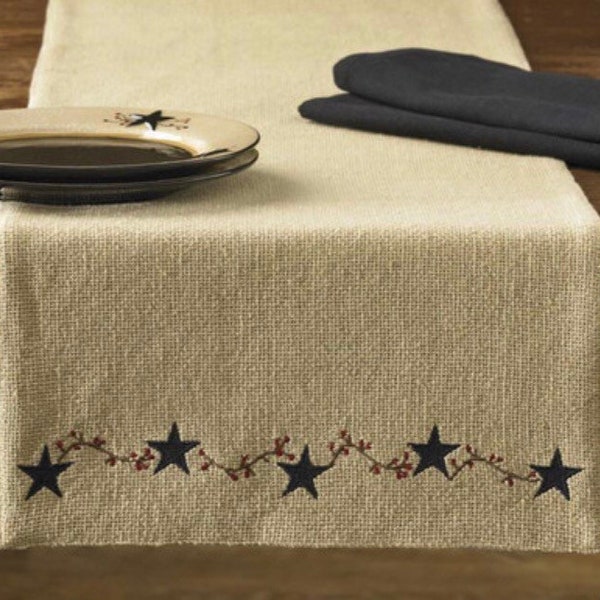 36” or 54” Burlap Star Table Runner (13x36”) or 13x54”)