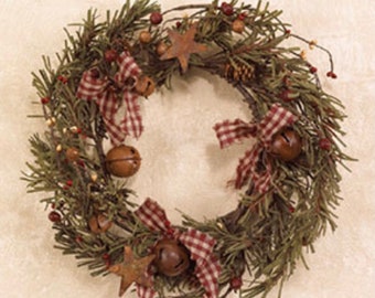 18” Primitive Christmas Wreath NEW