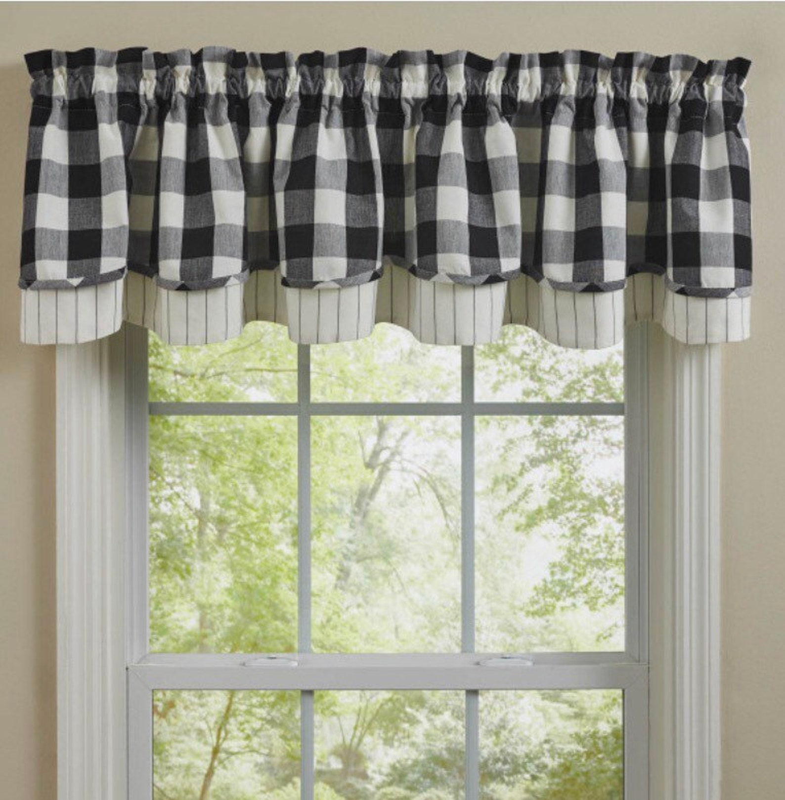 Wicklow Check Lined Layered Valance 72 X 16 New - Etsy