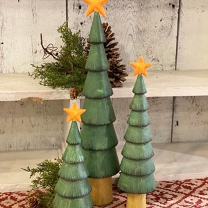 Wooden Painted Christmas Trees! Set of 3!