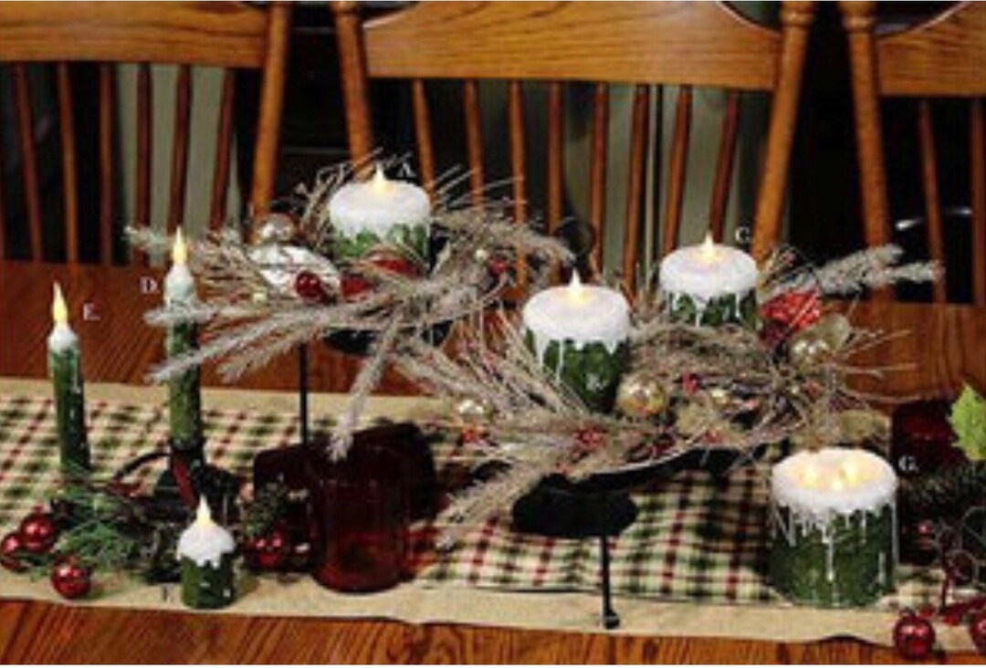 Frosted Green Flameless Candles NEW Etsy