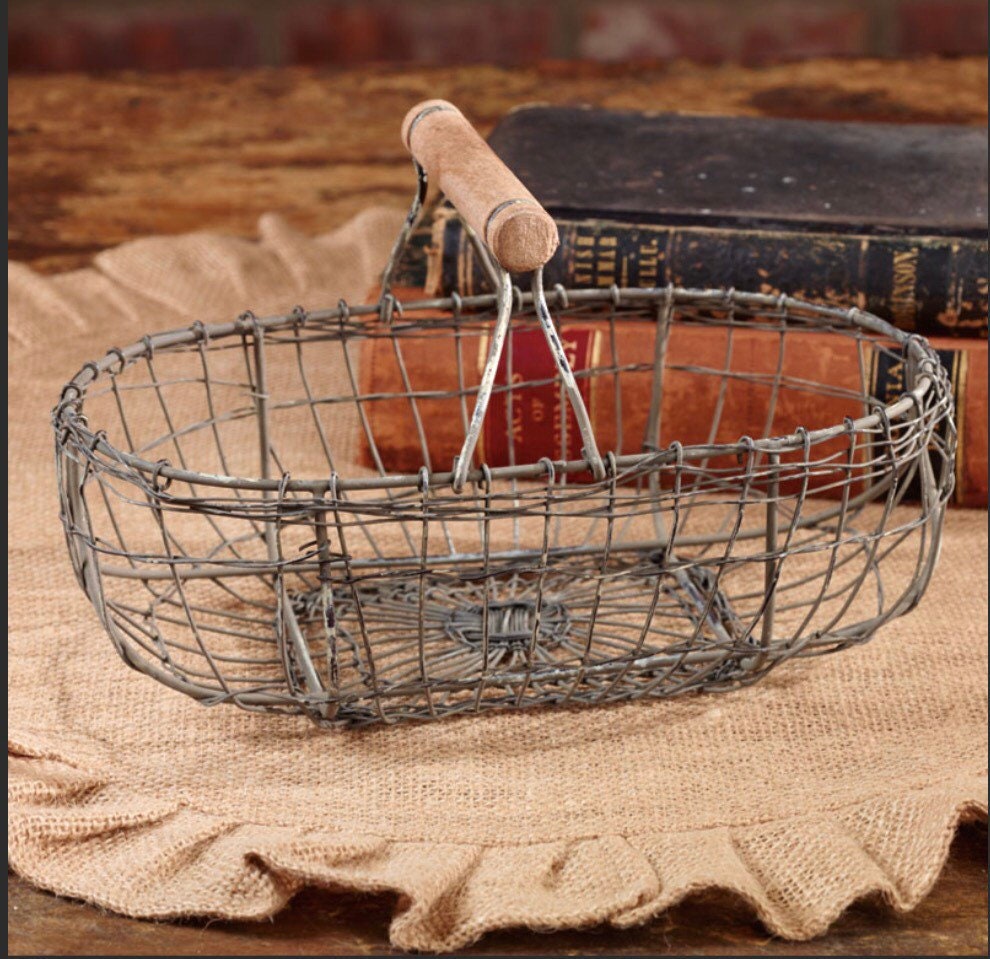 Farmhouse Oval Wire Basket 9x5.5x5.5 NEW Etsy