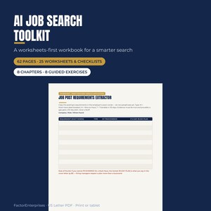 AI Job Search Workbook Printable | Decode Job Posts, Resume Tailoring Worksheets, Interview Prep + Weekly Tracker PDF