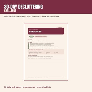 30-Tage-Aufräum-Challenge zum Ausdrucken | Aufräumplaner (PDF), Checkliste für die Haushaltsorganisation, 30 tägliche Aufgaben, US-Letter-Format, Sofort-Download