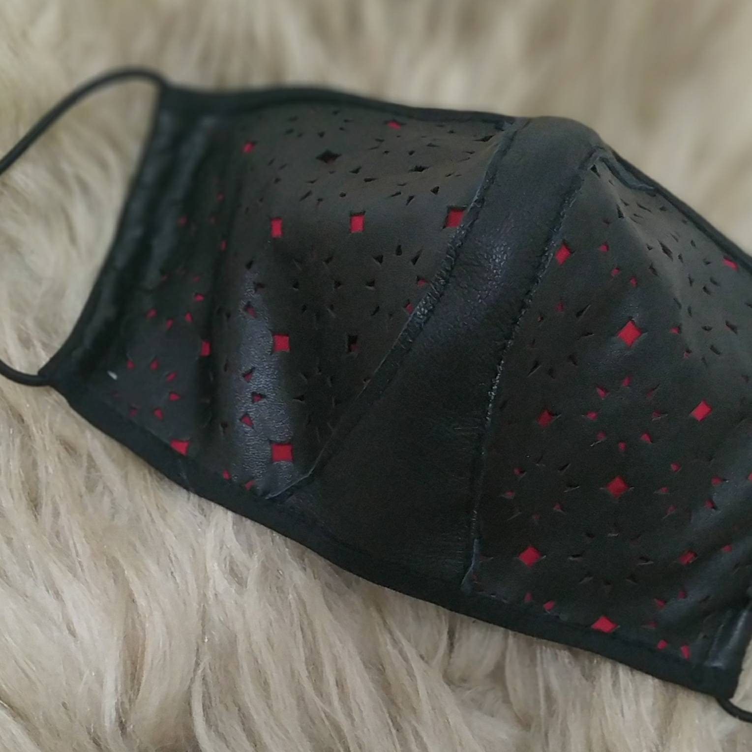 Leather Face Mask Black Faux Leather Face Mask with Etsy