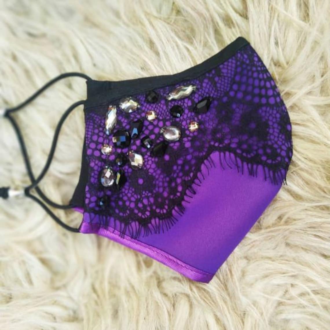 Luxurious purple silk satin face mask purple satin face mask Etsy