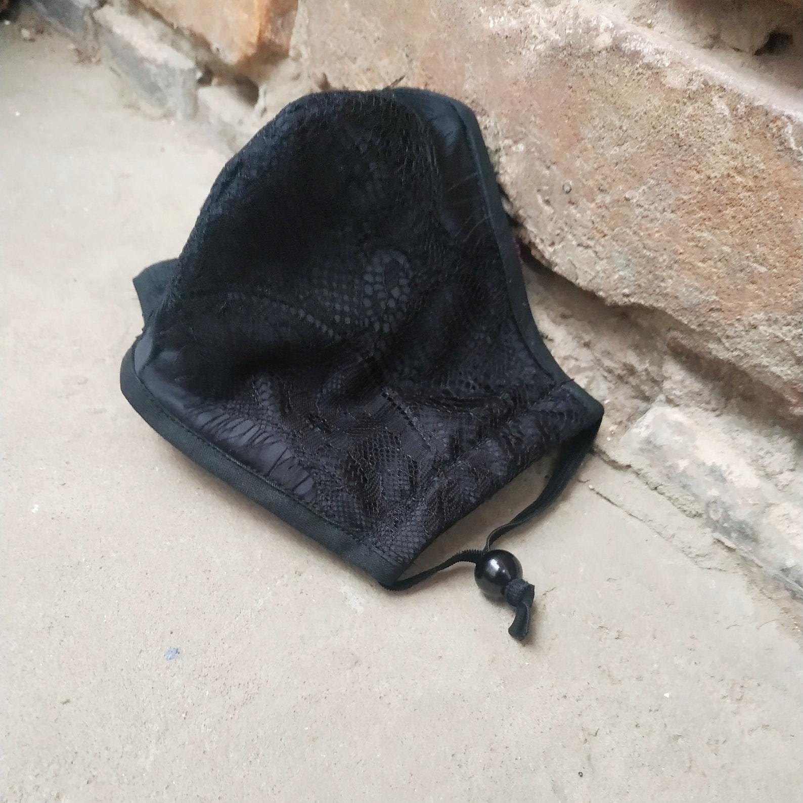 Silk Face Mask. Black Silk Mask With French Lace. Embellished Etsy