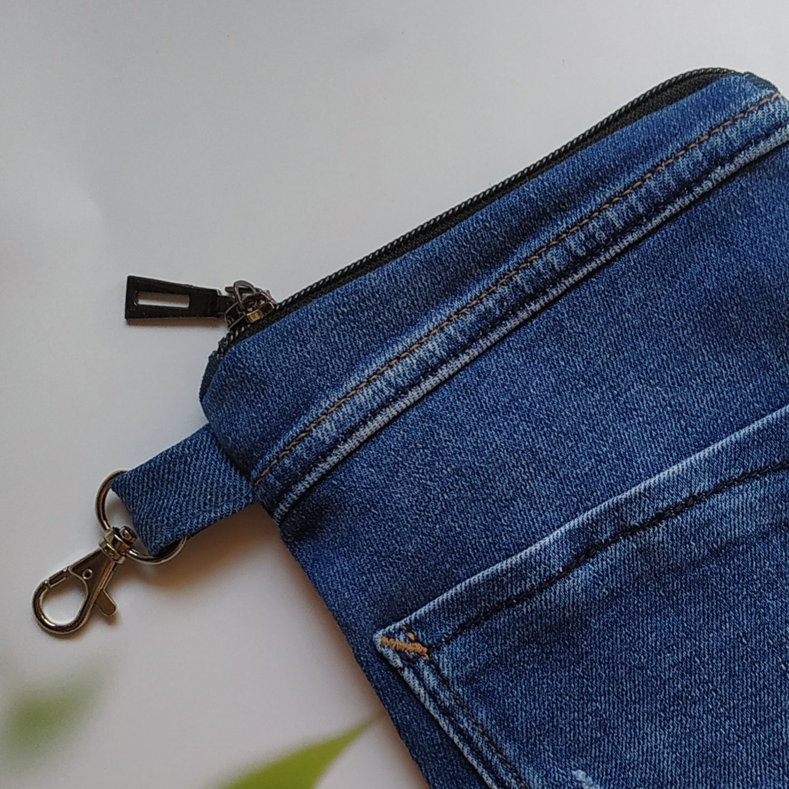 Recycled Jeans, Small Denim Bag, Pet Accessories, Dog Treat Pouch, Clip ...