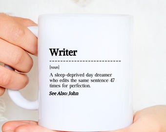 Writer Noun Definition Mug – Personalised Mug, Funny Author Gift, Coffee Cup for Writers, Creative Writing Gift for Book Lovers Journalists
