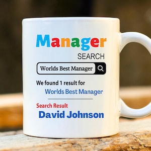 World’s Best Manager Mug – Personalised Manager Gift, Funny Office Coffee Cup, Graduation or Thank You Gift for Boss or Supervisor
