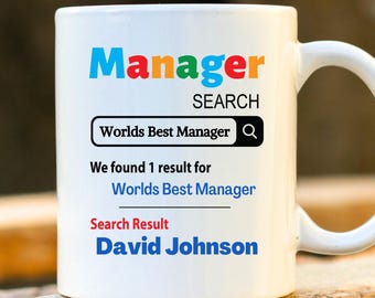 World’s Best Manager Mug – Personalised Manager Gift, Funny Office Coffee Cup, Graduation or Thank You Gift for Boss or Supervisor
