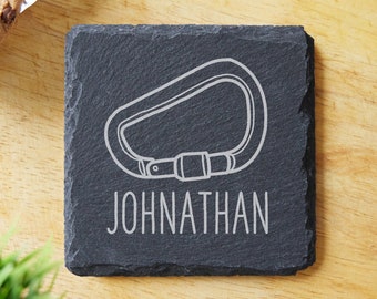 Personalised Climber Coaster. Gift for Mountain Climber. Climber Gift. Slate Coaster. Climbing Gift. I Love Mountain Climbing.