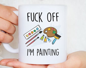 Fake, ich male Becher - Maler Geschenk, Maler Becher, Geschenk für Maler, Obszönitäten, unhöfliche Kaffeetasse, beleidigende Kaffeetassen