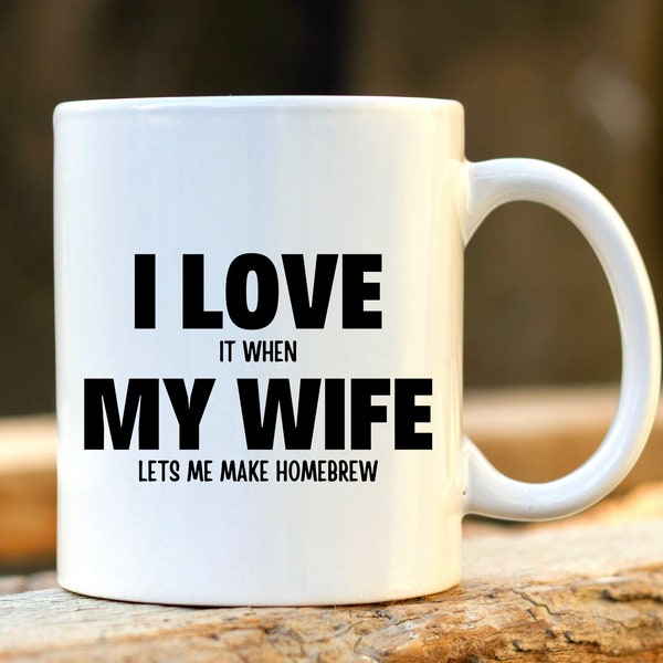 Homebrew Gifts Men. Personalised Brewer Mug. Funny Homebrew Mugs. Unique Husband Gift. Mens Presents. I Love My Wife. Christmas Gift.