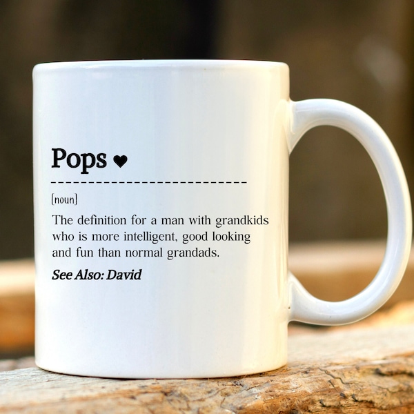 Pops Tasse. Personalisiertes Opa Geschenk. Personalisierte Geschenke. 70. Geburtstag Geschenk für Ihn. Benutzerdefinierte Tasse. Geschenk für Großvater. Geschenk für Opa.