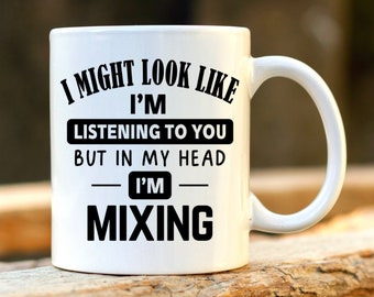 DJ Gifts. DJ Gift Mug. Personalised Gifts for Men. Coaster Gifts for DJs. Disc Jockey. Best DJ Mug. In My Head.