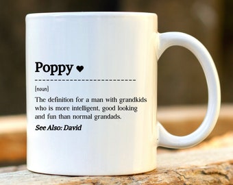 Poppy Mug. Personalised Grandpa Gift. Custom Grandfather Mug. Gift for Grandfather. Mug for Grandpa. Gift for Grandpa.