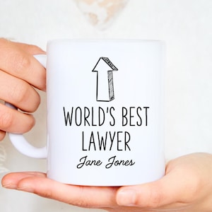 World&#39;s Best Lawyer Mug. Personalised Lawyer Gift. Gift for Lawyer. Phd Graduation Gift. Lawyer Present.