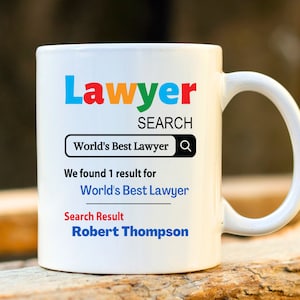 World&#39;s Best Lawyer Mug. Personalised Lawyer Gift. Gift for Lawyer. Phd Graduation Gift. Lawyer Present.