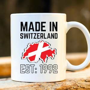 Made In Switzerland Mug. Map Of Switzerland. Personalised Swiss Mug. Swiss Flag Gift. Unique Switzerland Present. Gift for Swiss.