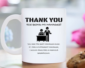 Thank You Manager Mug - Best Manager Gifts, Cup for Project Manager, Gifts for My Boss, Present Idea for Boss