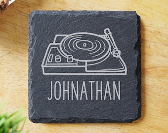 Personalised DJ Coasters. Gift for DJ. DJ Gift. Slate Coaster. Gift for Him. Disc Jockey Gift. Gift for Disc Jockey.