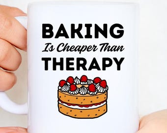 Baking Therapy Mug – Funny Gift for Bakers, Coffee Cup for Her or Him, Baking Lover Kitchen Mug