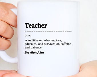 Taza con la definición del sustantivo "Profesor" - Taza personalizada, regalo divertido para profesores, taza de café para educadores, regalo de agradecimiento de fin de curso para profesores