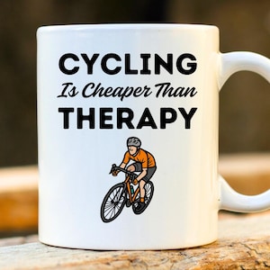 Cycling Therapy Mug – Funny Cyclist Gift, Bike Lover Coffee Cup, Gift for Him or Her, Road Cycling or Mountain Biking Mug