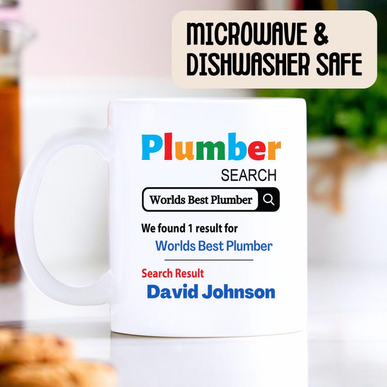 World’s Best Plumber Mug – Personalised Plumber Gift, Funny Plumbing Coffee Cup, Unique Gift for Tradesmen, Graduation or Thank You Present image 3
