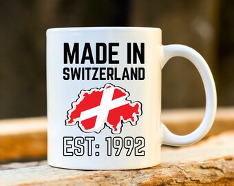 Made In Switzerland Mug. Map Of Switzerland. Personalised Swiss Mug. Swiss Flag Gift. Unique Switzerland Present. Gift for Swiss.