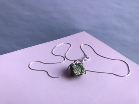 Pyrite Cube on 925 Sterling Silver Chain Pyrite Cube Necklace in 925  Sterling Silver - Etsy