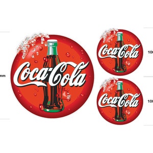 Coca Cola Sticker Set - 1x 180mm & 2x 100mm Self Adhesive Ice Cream Window Decals