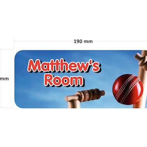 Cricket Door Plaque - Personalised Childrens Bedroom Sign Boys Girls Gift