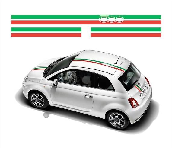 Fiat 500 Italienische Flagge Dach Leiste With '500 Logo' Stil Abziehbild 