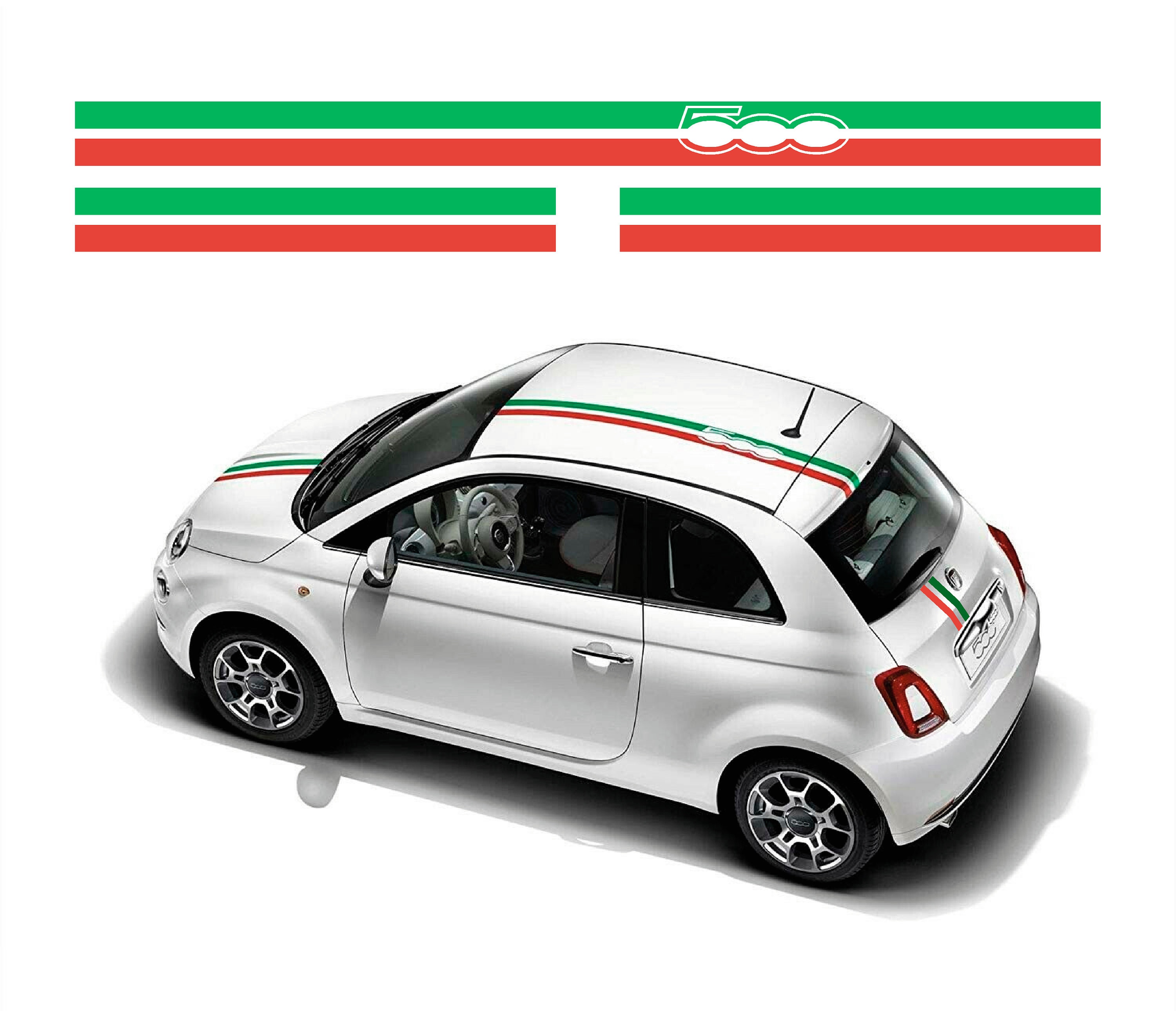 Fiat 500 SE5 ITALIAN GUCCI STRIPE VINYL GRAPHICS STICKERS CALCOMANIAS  LINEAS