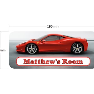 Ferrari Door Plaque - Personalised Childrens Bedroom Sign Boys Girls Gift