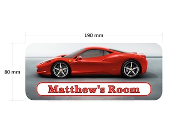 Ferrari Door Plaque - Personalised Childrens Bedroom Sign Boys Girls Gift