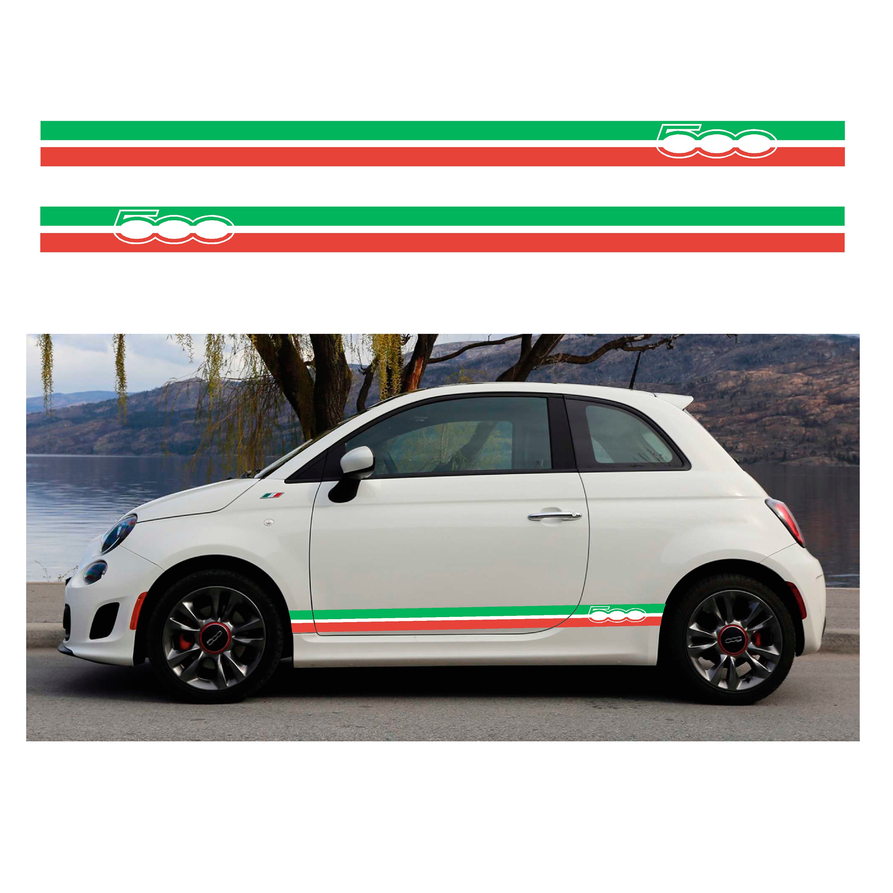 Italienische Flagge Side Stripes für FIAT 500 Vinyl selbstklebende  grafische Auto Aufkleber Abziehbilder - .de